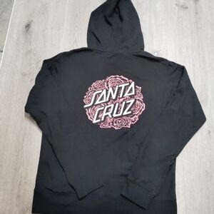 Santa Cruz Skateboards Black Jacket with Pink Rose Graphic